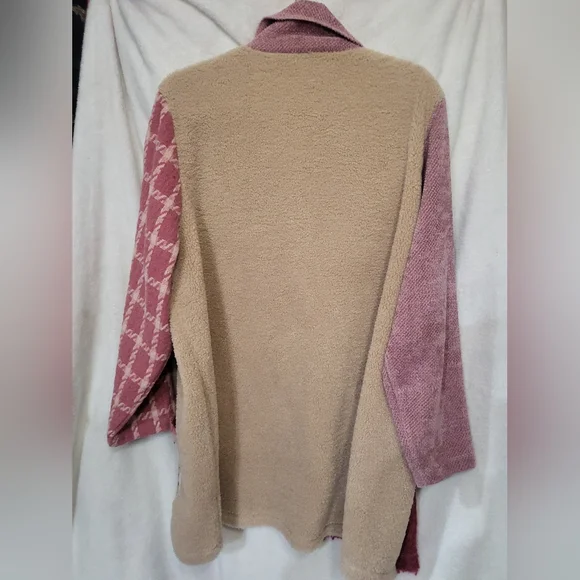 Coldwater Creek Artist Wonder Pink Patch Fleece Jacket XL dark, pink light heart - Picture 7 of 7